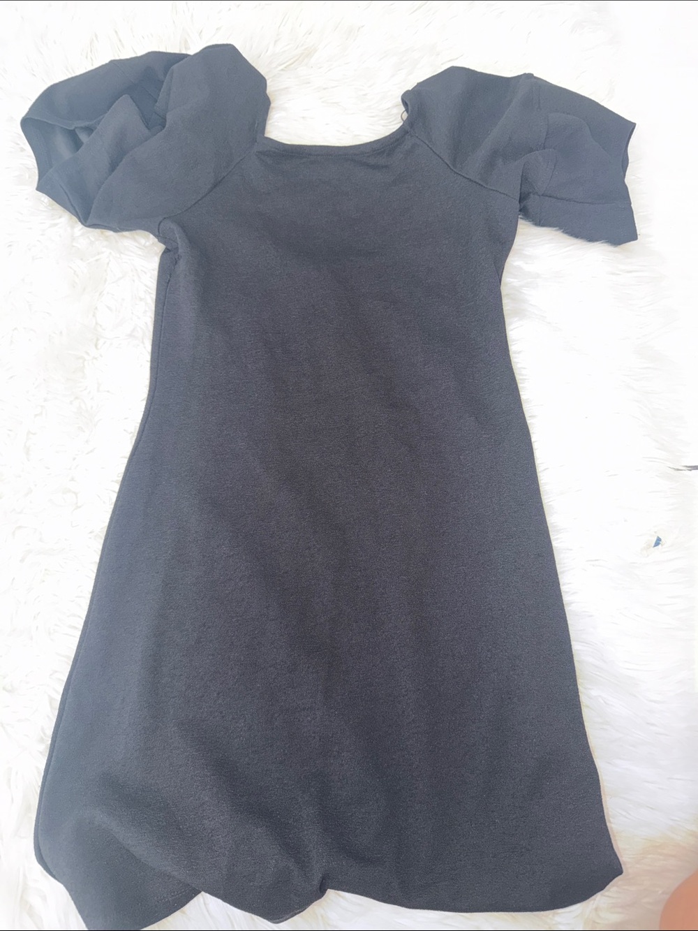 Zara Black Midi Dress with Puff Sleeves